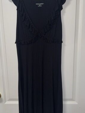 Cynthia Rowley Black Ruffle-Trim Midi Dress